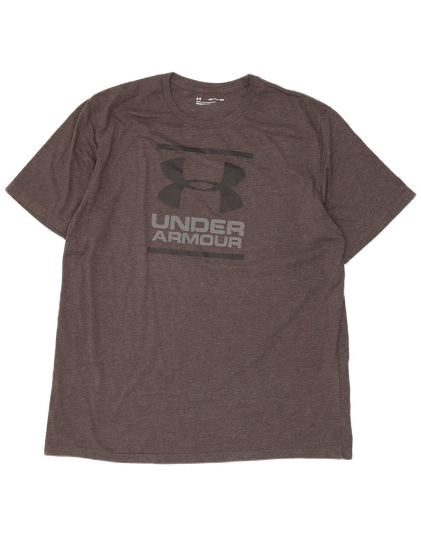 Camiseta gráfica masculina Under Armour Top 2XL algodão cinza