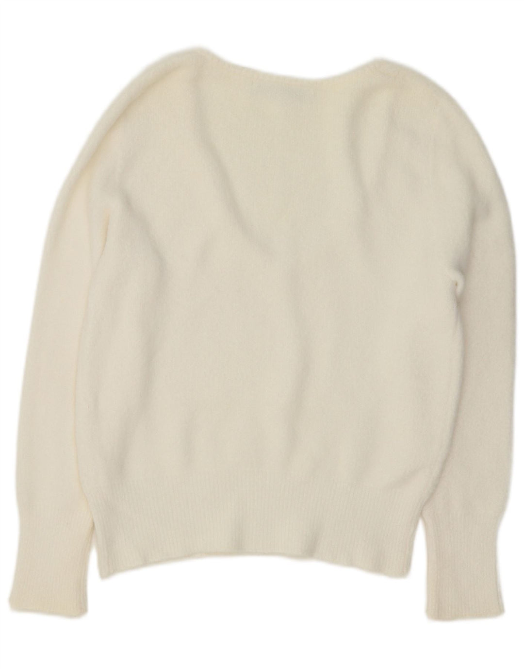 Suéter feminino Zara com decote em V Reino Unido 16 grande branco
