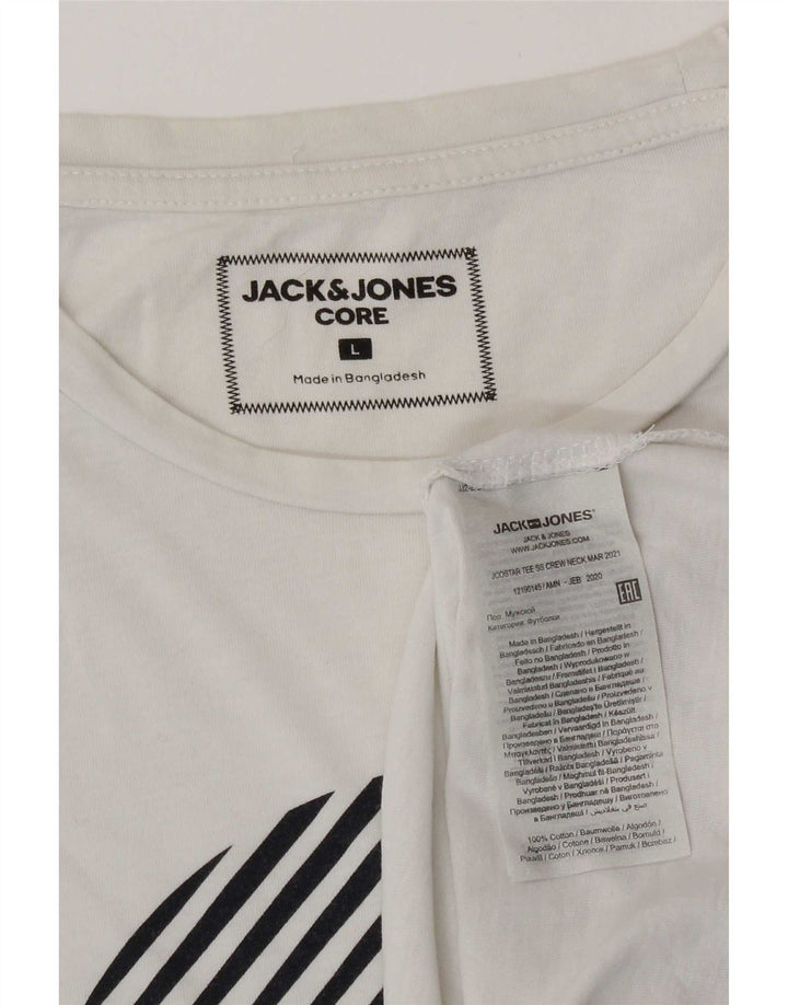 Camiseta gráfica masculina Jack & Jones grande algodão branco