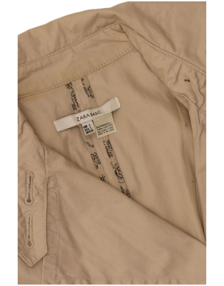 Zara Womens Trench Coat UK 10 Pequeno Algodão Bege