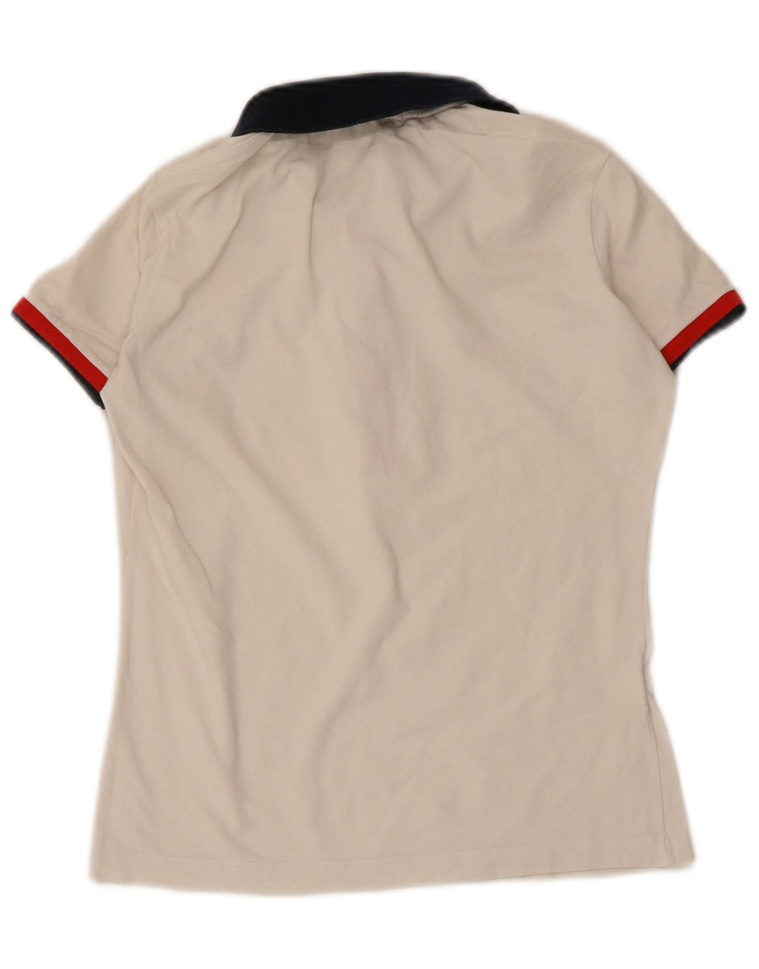 Camisa polo feminina Fred Perry Reino Unido 8 pequeno algodão colorblock branco