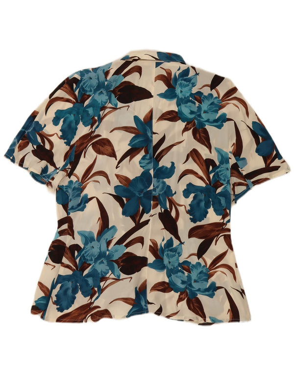 Blusa feminina vintage transparente IT 48 XL floral multicolorida