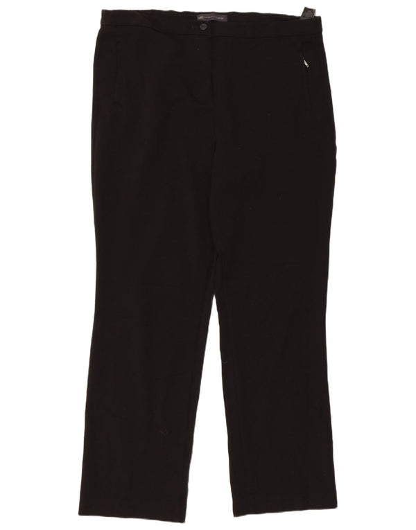 Calça casual feminina Marks & Spencer Reino Unido 14 grande W34 L30 poliéster preto