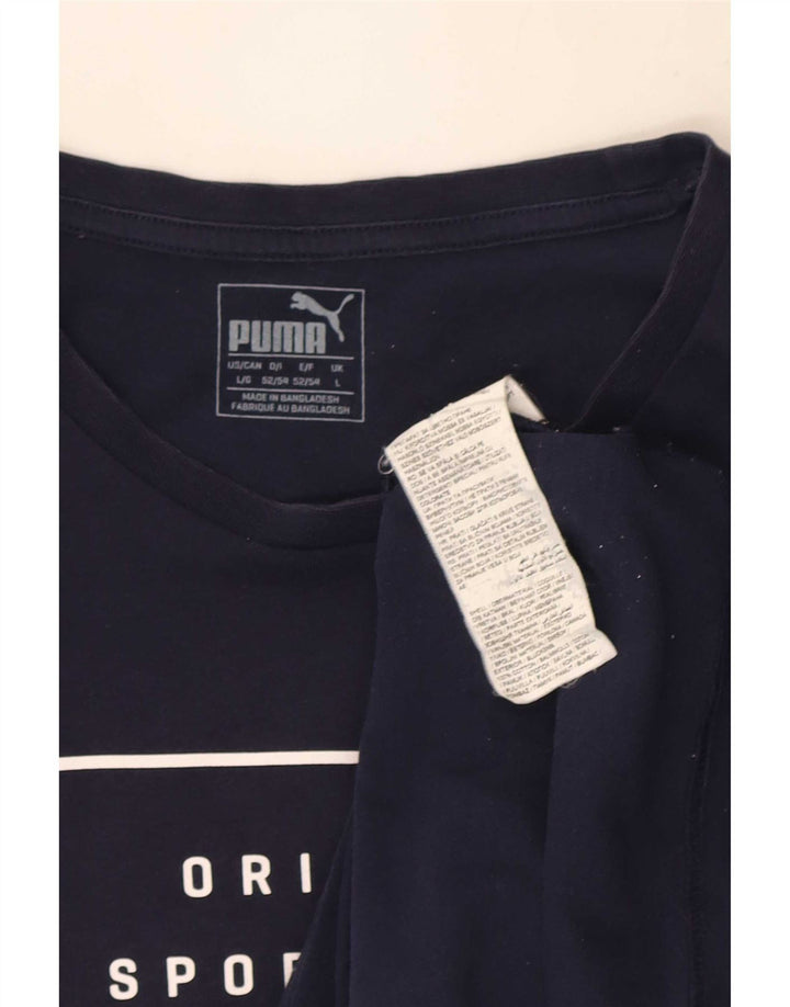 Camiseta masculina Puma Graphic Top grande algodão azul marinho
