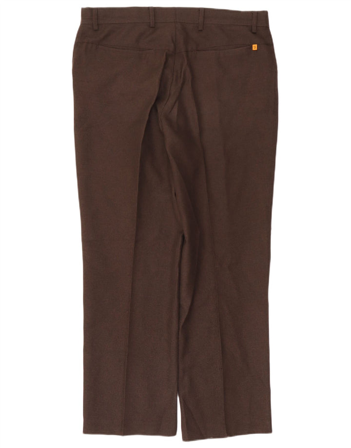 Calça masculina reta casual Farah W36 L29 poliéster marrom