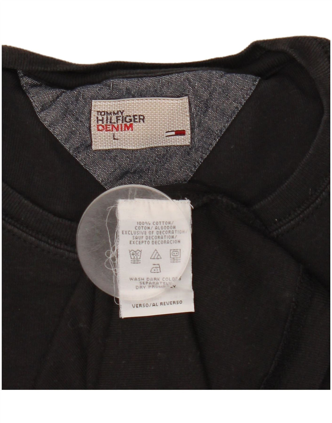 Top masculino Tommy Hilfiger manga comprida grande algodão preto