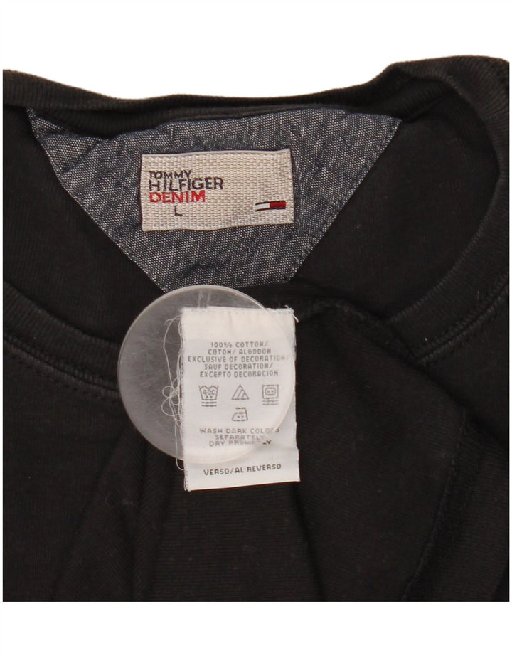 Top masculino Tommy Hilfiger manga comprida grande algodão preto