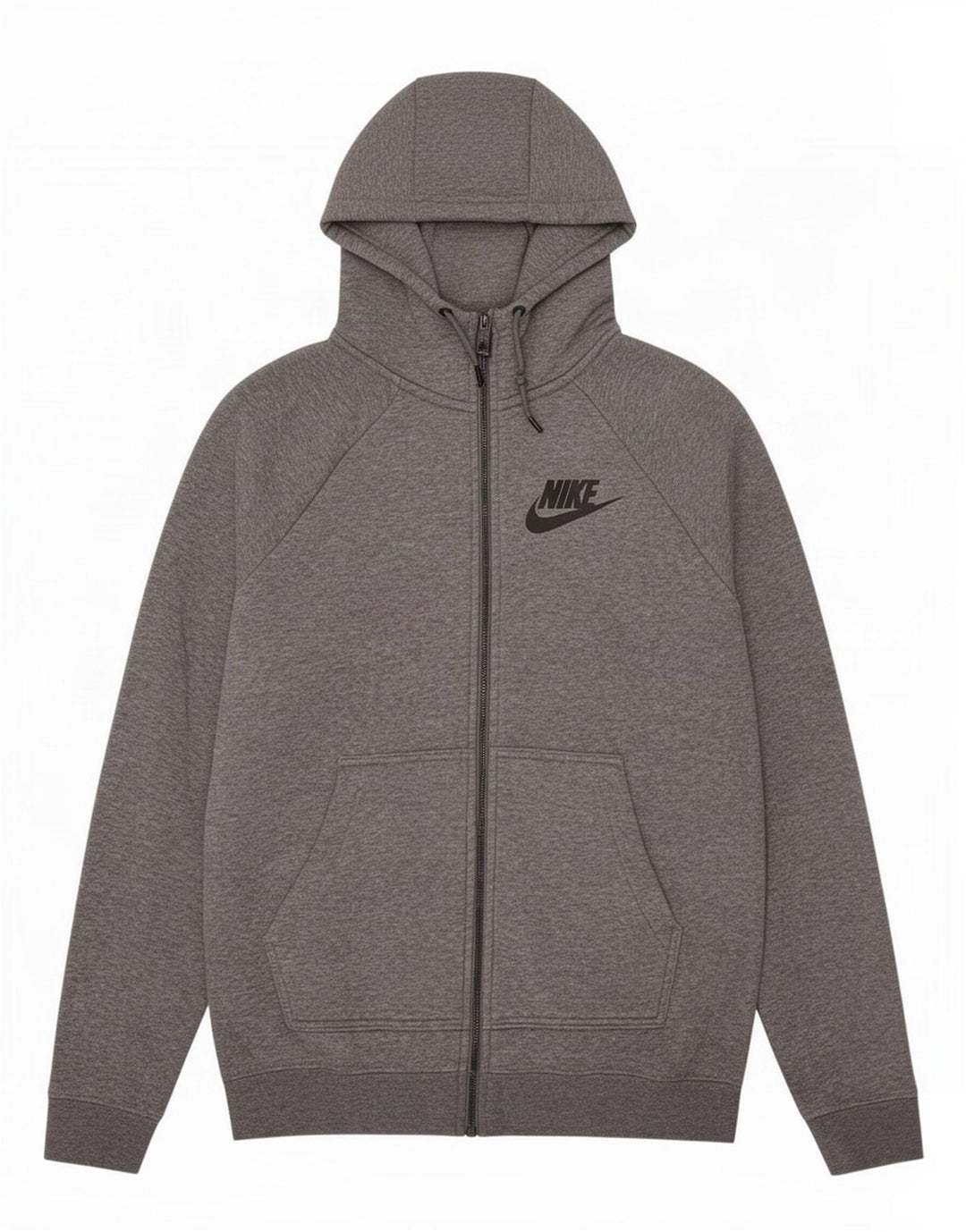 Suéter Nike masculino com capuz e zíper cinza médio algodão