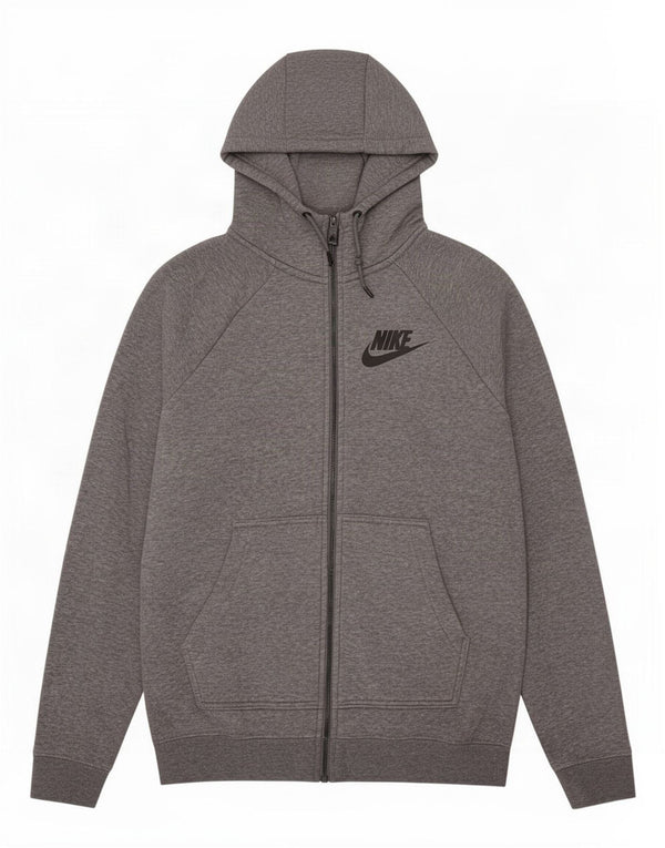 Suéter Nike masculino com capuz e zíper cinza médio algodão