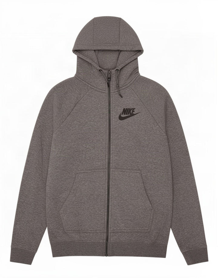 Suéter Nike masculino com capuz e zíper cinza médio algodão