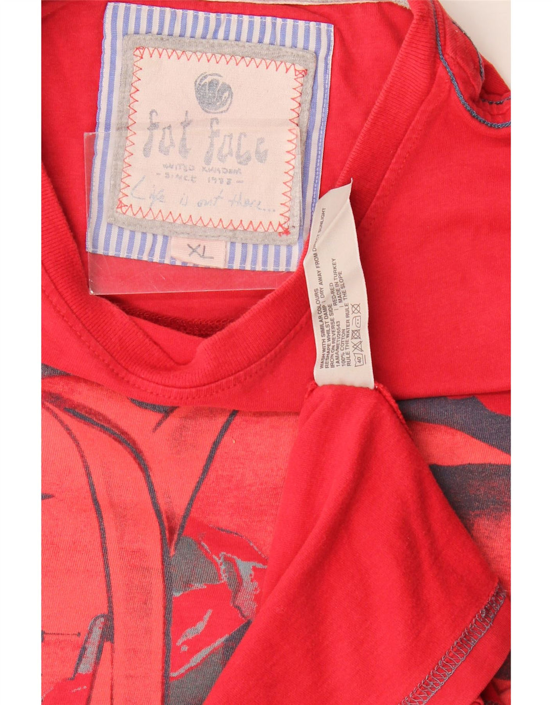 Camiseta gráfica masculina Fat Face Top XL algodão vermelho