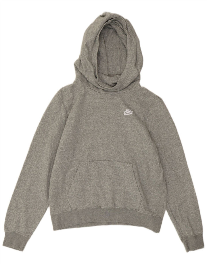 NIKE Womens Hoodie Jumper UK 14 Médio Cinza Algodão