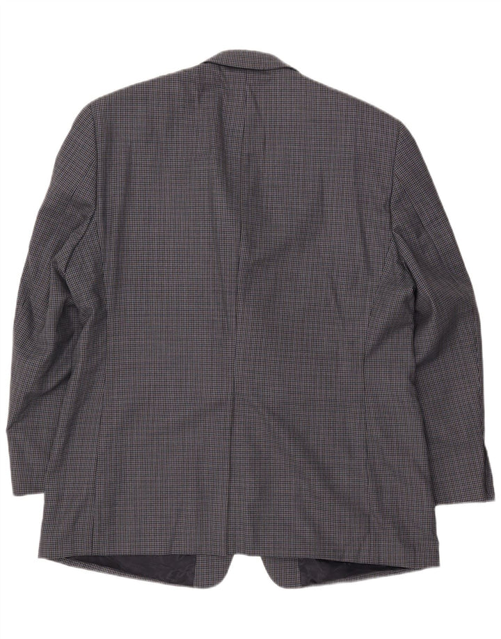 Jaqueta blazer masculina Chaps com 2 botões Reino Unido 44 2XL lã houndstooth azul marinho