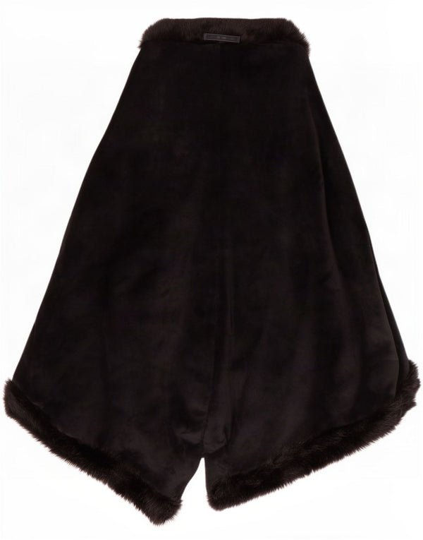 Vintage Womens Poncho Coat UK 10 Pequeno Acrílico Preto