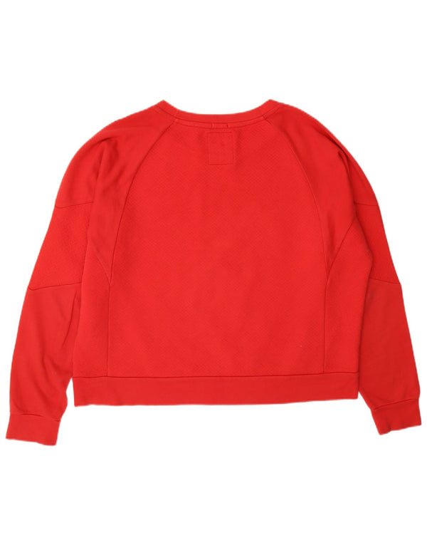 Superdry Womens Crop Graphic Moletom Jumper UK 16 Grande Algodão Vermelho