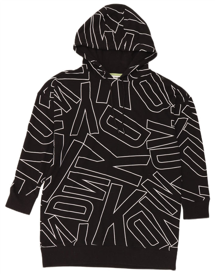 Suéter feminino Dkny com capuz e palangre gráfico oversized Reino Unido 14 médio preto