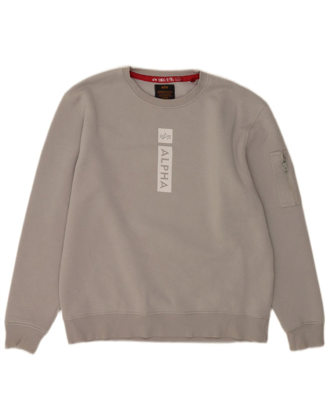 Suéter gráfico masculino Alpha Industries algodão cinza grande