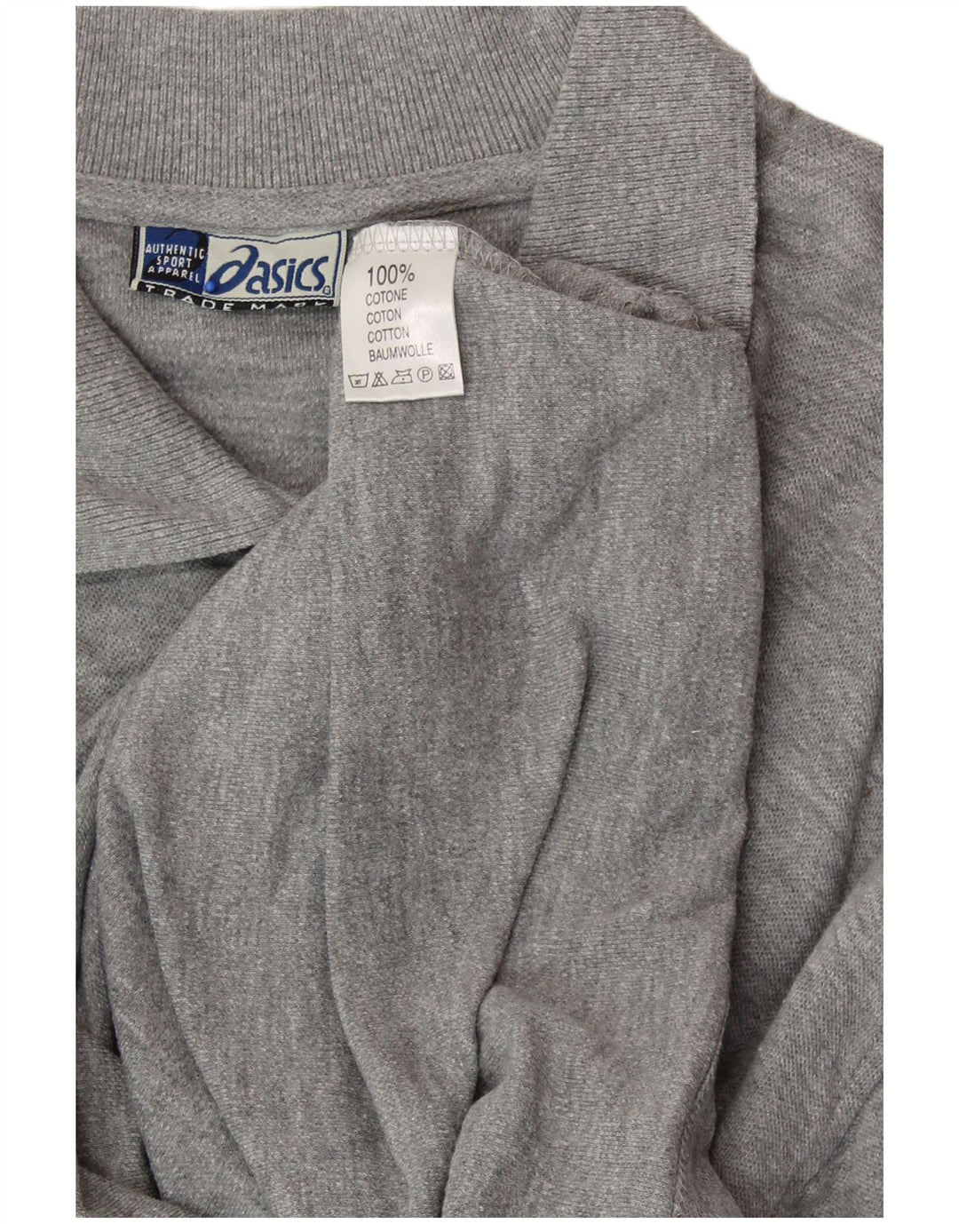 Camisa polo masculina ASICS grande algodão manchado cinza