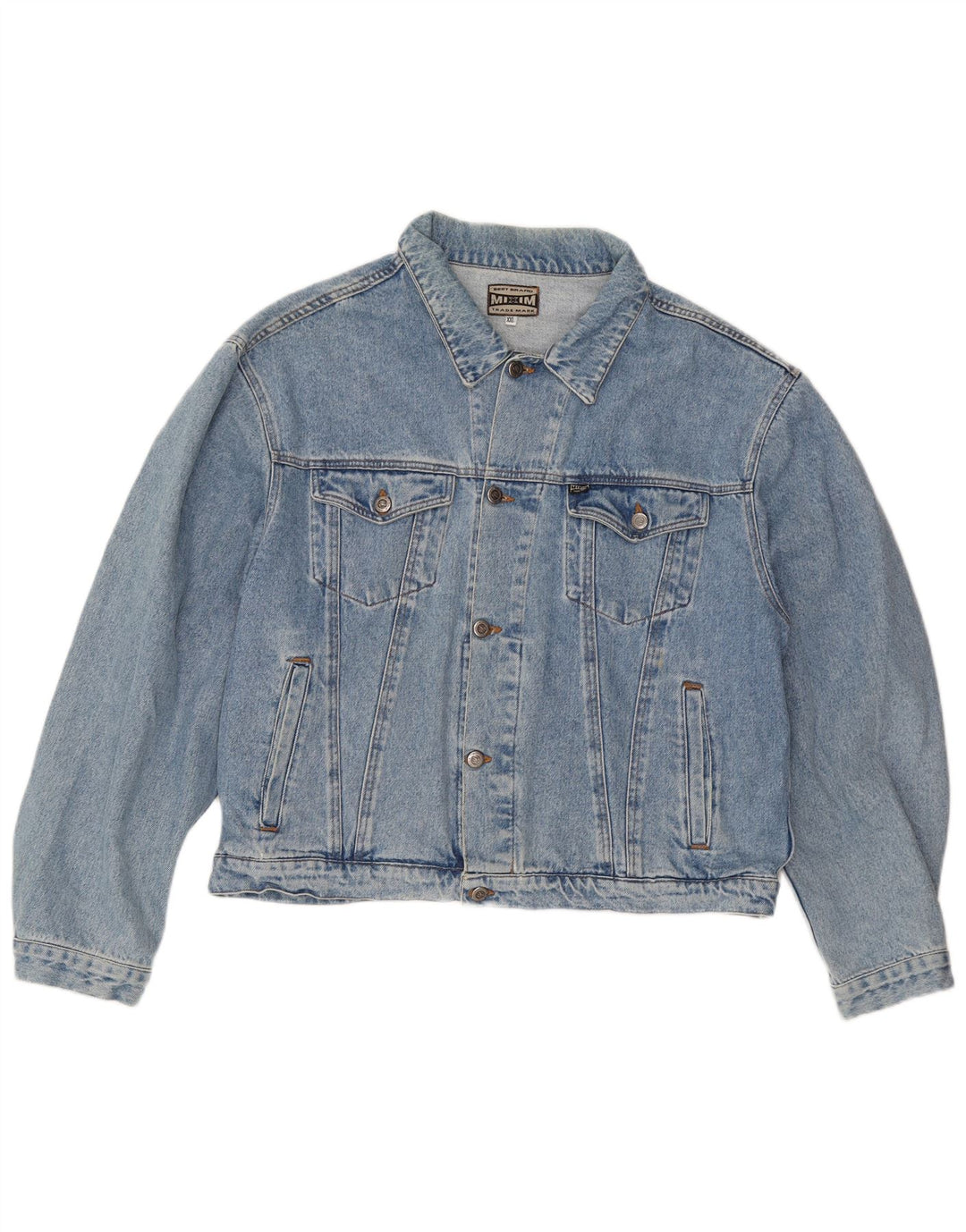 Jaqueta jeans feminina vintage UK 20 2XL algodão azul