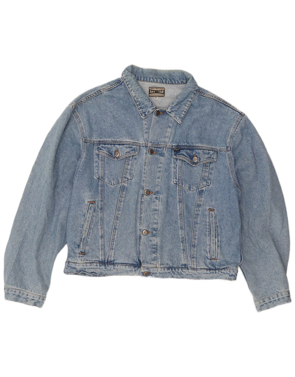 Jaqueta jeans feminina vintage UK 20 2XL algodão azul