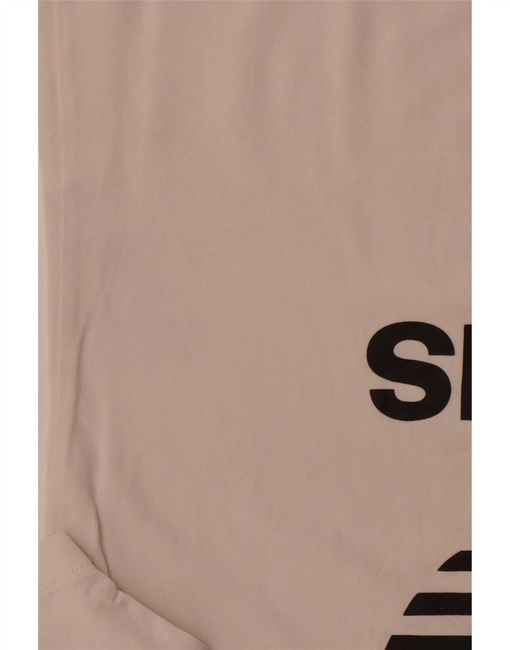 ADIDAS Womens Graphic T-Shirt Top UK 10 Pequeno Algodão Branco