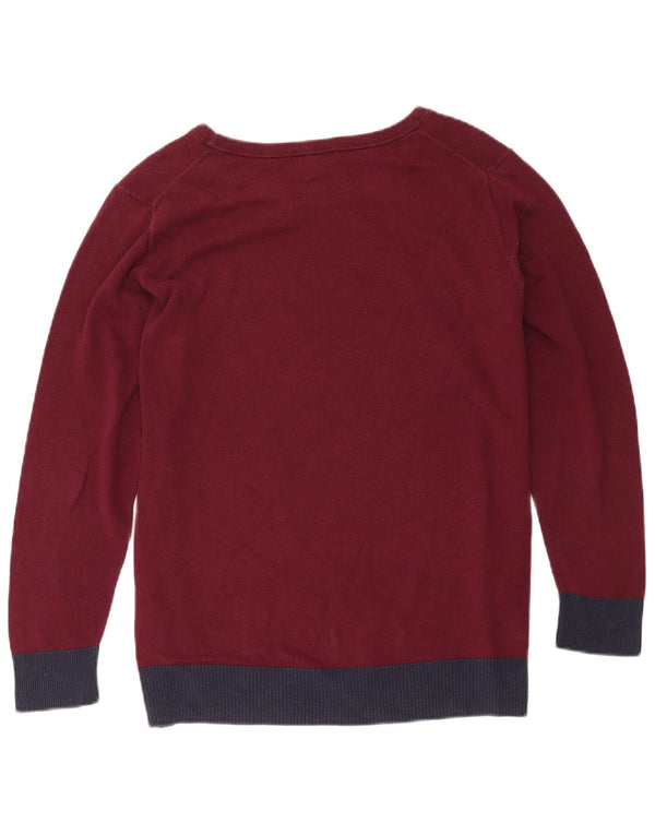 Suéter feminino Gap com gola canoa Reino Unido 18 XL Borgonha Colorblock algodão