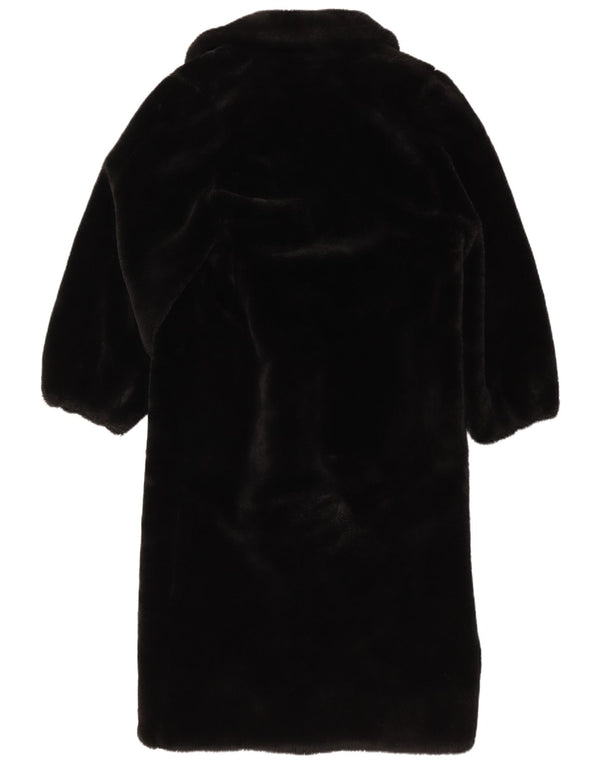 Sobretudo feminino vintage de pele sintética grande UK 6 XS preto