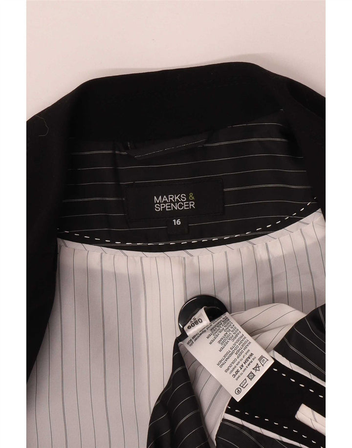 Jaqueta blazer feminina Marks & Spencer com 1 botão Reino Unido 16 grande poliéster preto
