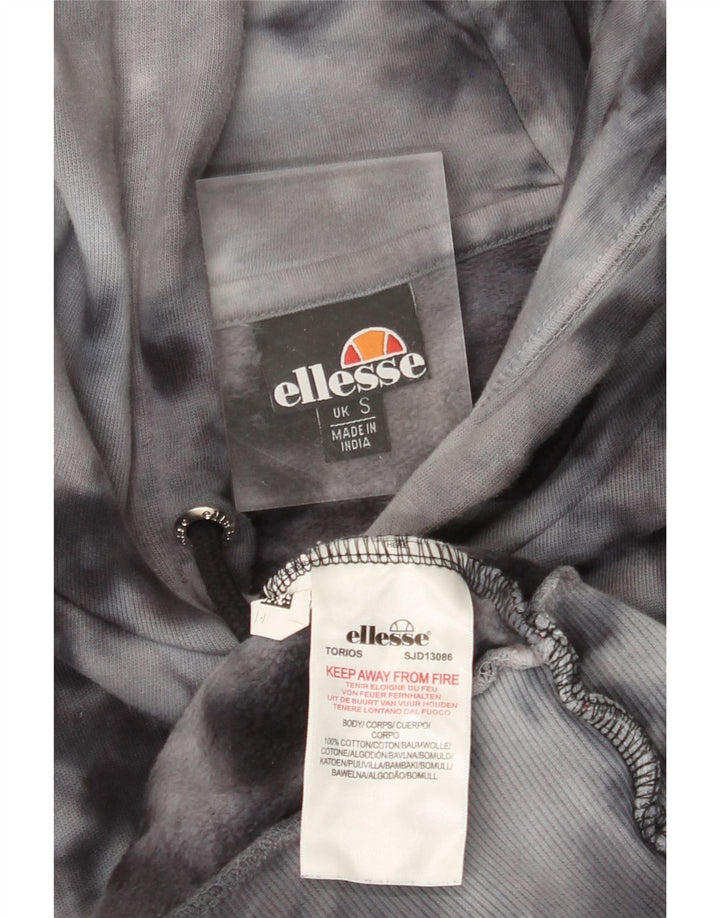 ELLESSE Suéter masculino com capuz e algodão cinza pequeno tie-dye