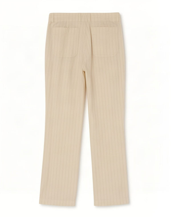 Calça Chino Reta Masculina Zara XL W42 L32 Linho Riscado Branco