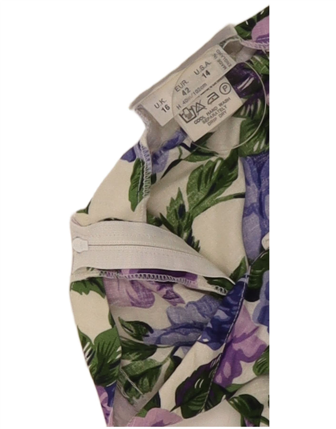 Vestido feminino Simon Jeffrey sem alças UK 16 grande floral multicolorido