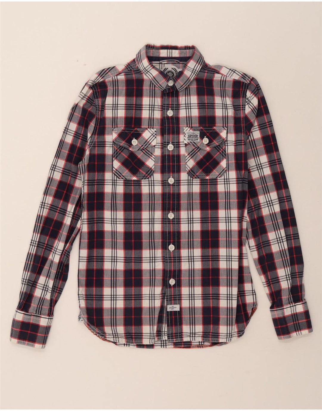 SUPERDRY Mens Shirt Small Red Check Cotton Vintage Superdry and Second-Hand Superdry from Messina Hembry 