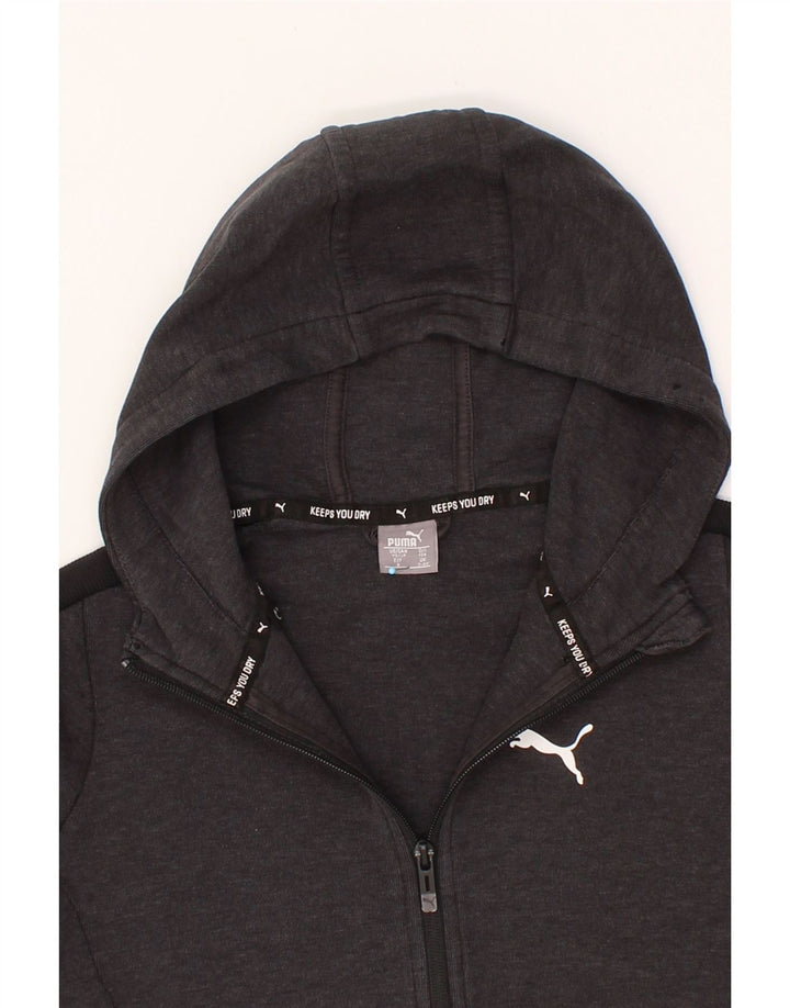 PUMA Boys Zip Hoodie Sweater 7-8 Years Small Grey Colourblock Cotton Vintage Puma and Second-Hand Puma from Messina Hembry 