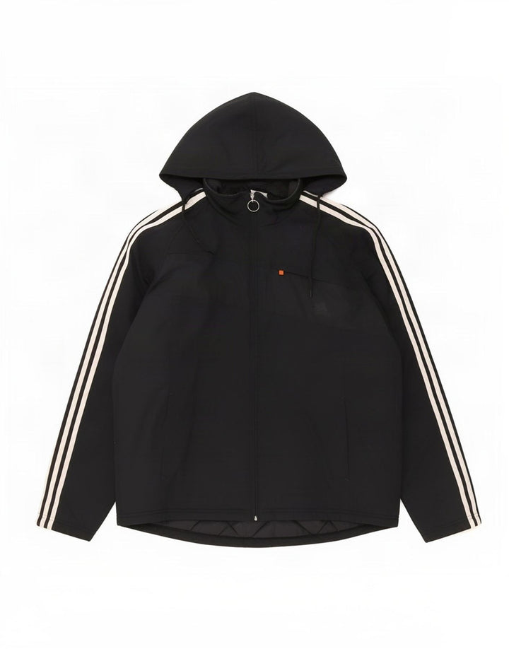 Jaqueta acolchoada com capuz masculina Adidas UK 38 poliéster preto médio
