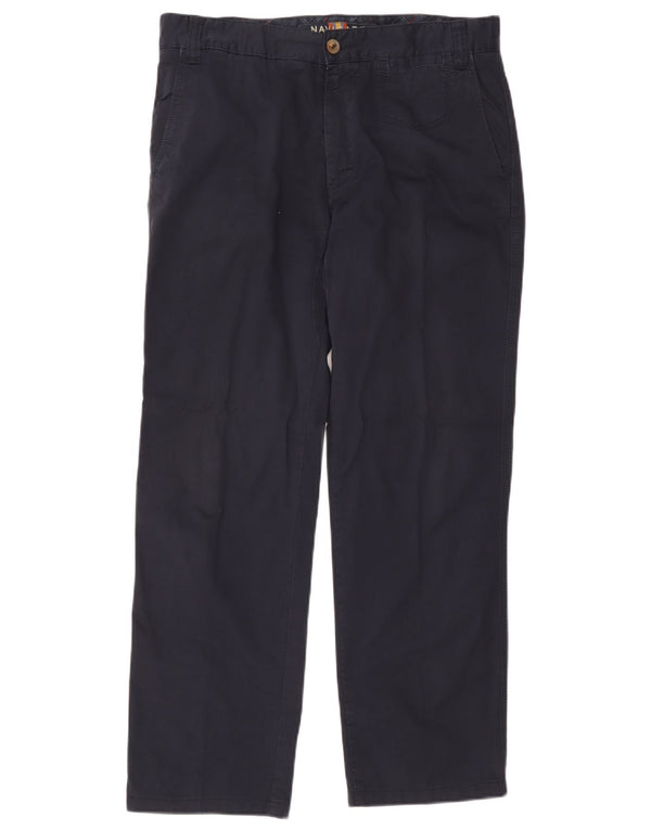 Calça chino reta masculina Navigare IT 52 XL W36 L30 algodão azul marinho