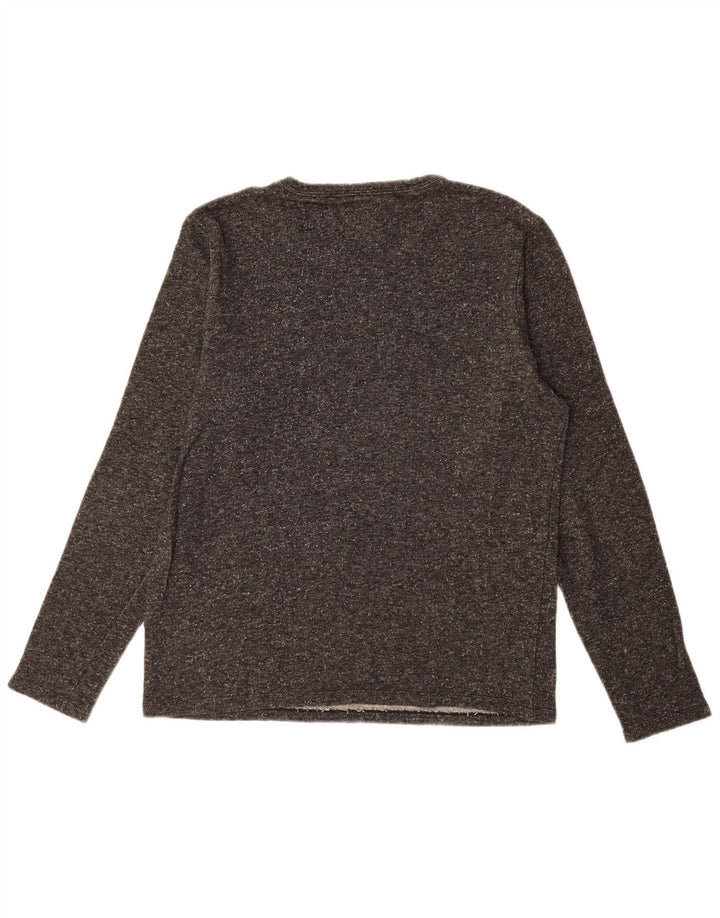 Top masculino vintage de manga comprida grande algodão cinza