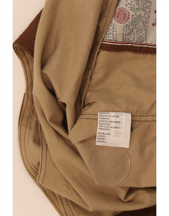 Colete masculino vintage de camurça XL couro marrom