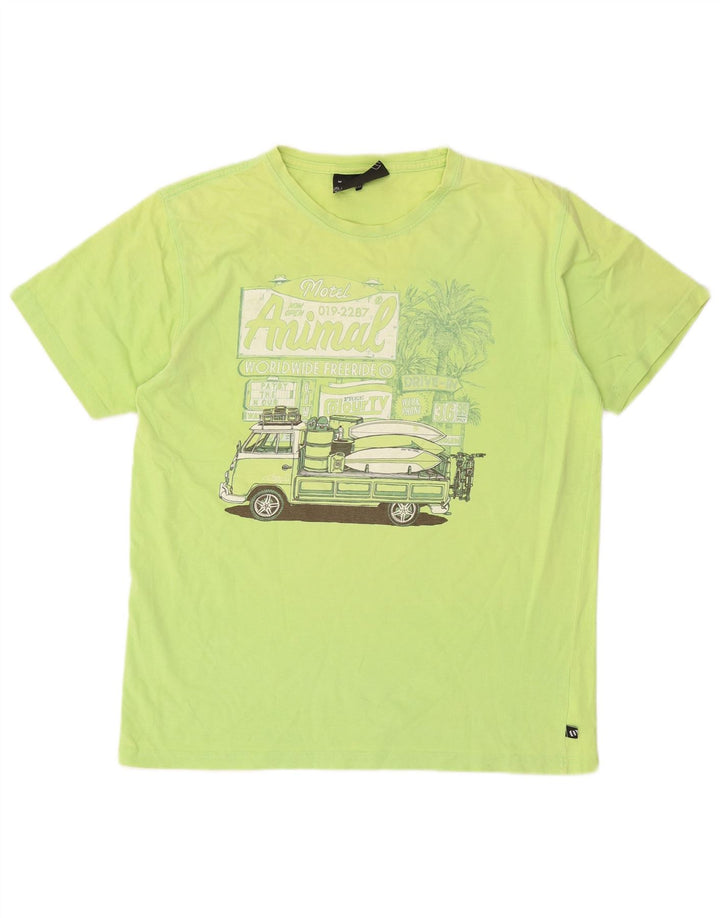 Animal Mens Graphic T-Shirt Top Médio Algodão Verde
