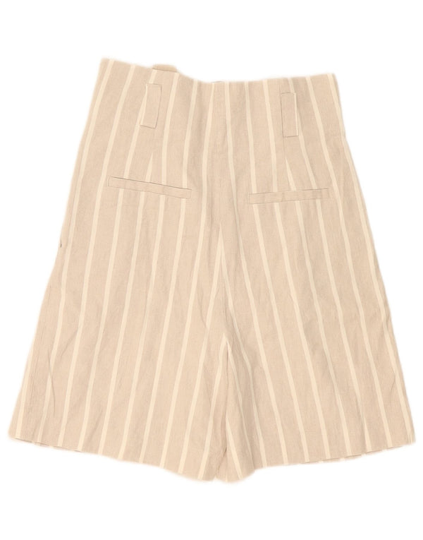 Bermuda feminina Massimo Dutti de cintura alta EU 36 XS W26 bege listrado