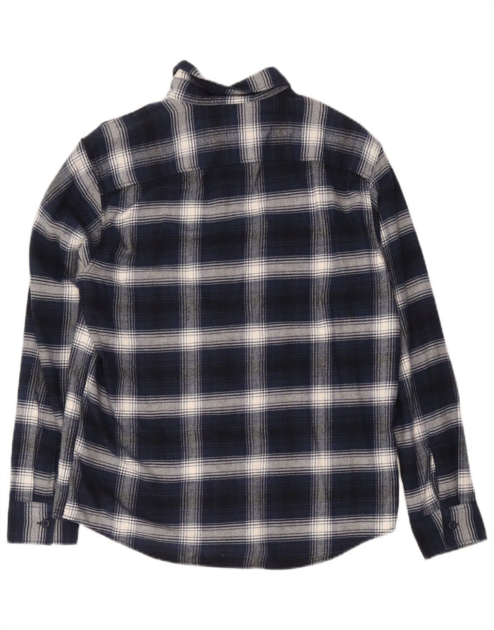 Camisa masculina de flanela American Eagle médio algodão xadrez azul marinho