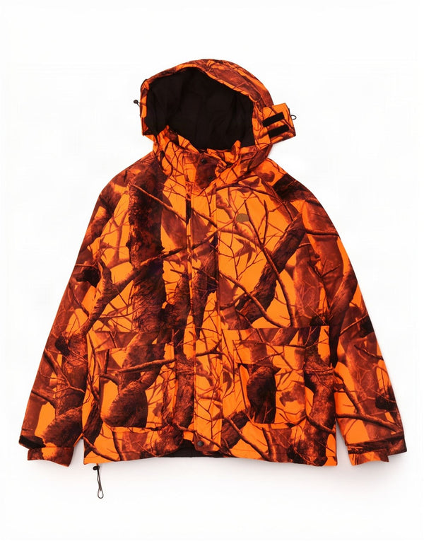 Jaqueta corta-vento masculina il Lago com capuz para caça Reino Unido 44 2XL camuflagem laranja