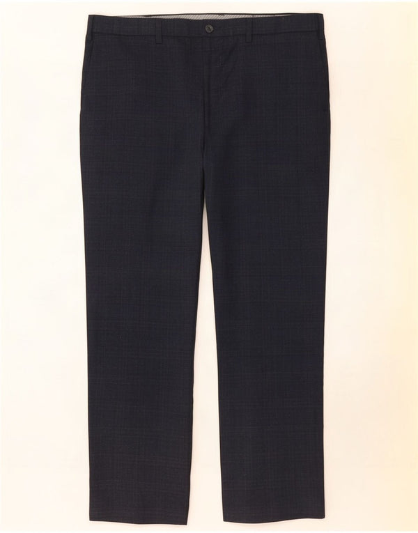 Calça masculina reta casual Marks & Spencer W40 L29 poliéster azul marinho