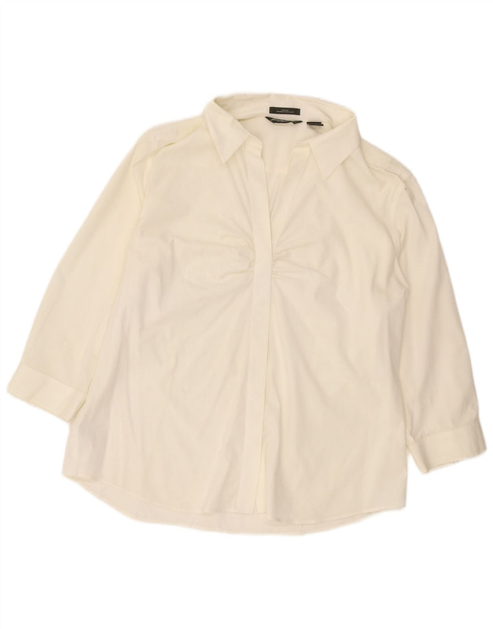 EDDIE BAUER Blusa feminina pulôver manga 3/4 Reino Unido 18 XL algodão branco
