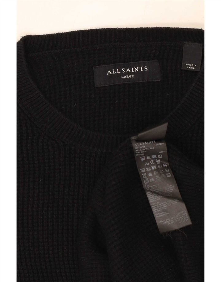 Suéter masculino All Saints com gola redonda, grande algodão preto