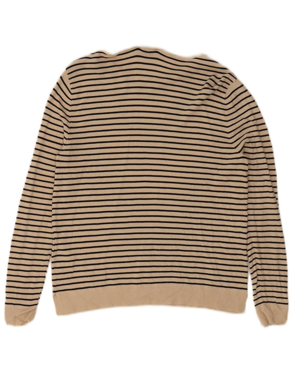Suéter feminino Zara com gola canoa Reino Unido 10 pequeno bege listrado náutico
