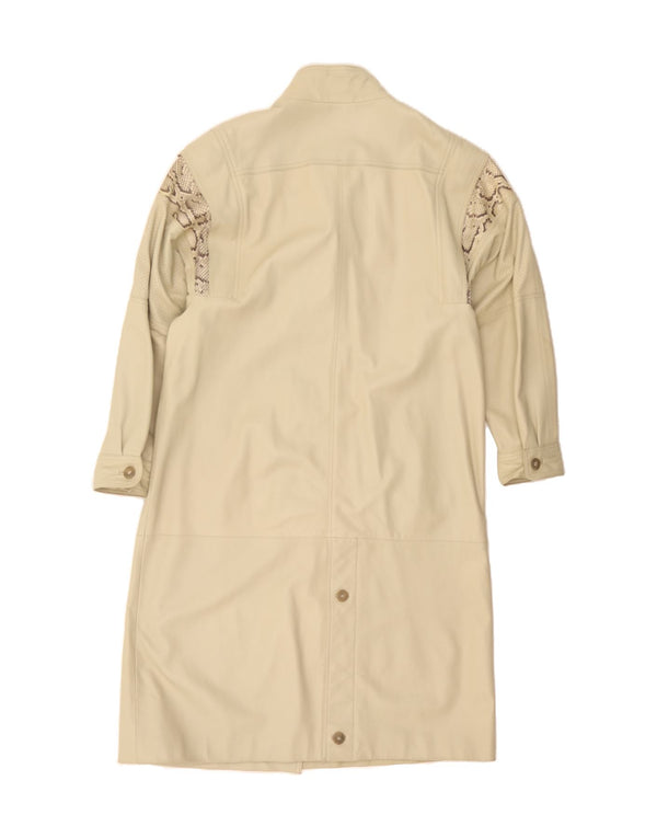 Casaco de couro feminino VINTAGE UK 18 XL bege