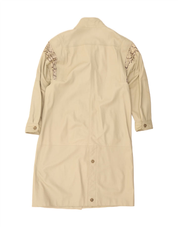 Casaco de couro feminino VINTAGE UK 18 XL bege