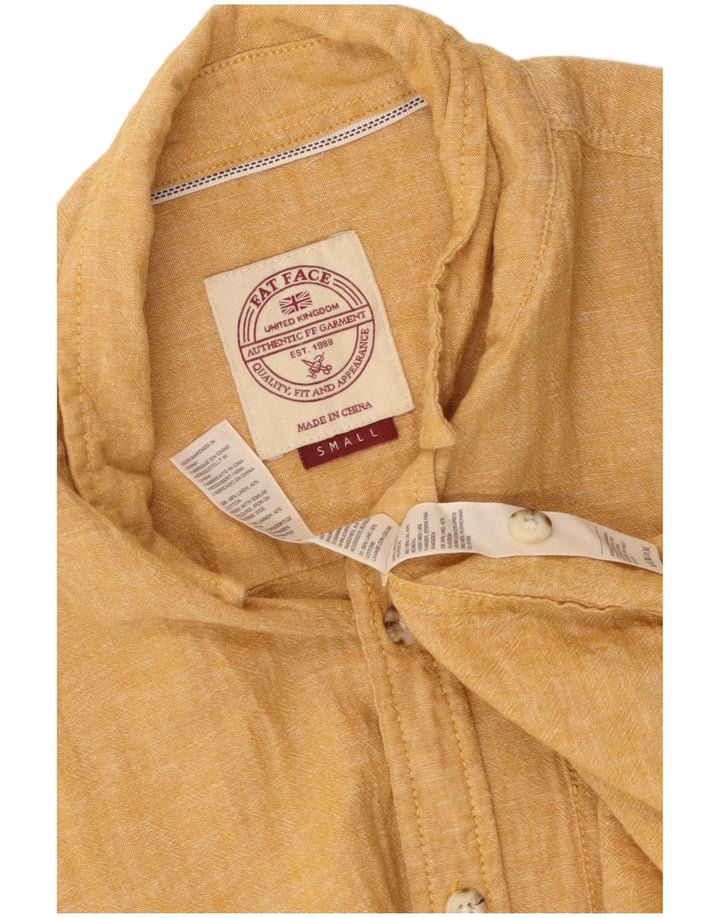 Camisa masculina de manga curta Fat Face pequena linho amarelo