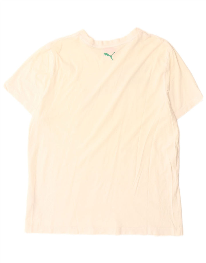 Puma Mens Graphic T-Shirt Top Grande Algodão Branco