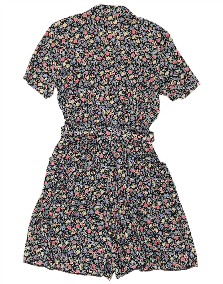 Macacão feminino VINTAGE UK 16 grande viscose floral multicolorida